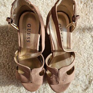 Guess Los Angeles Genuine Suede and Espadrille Wedges Heel